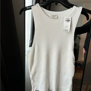 White Sleeveless Ribbed Top